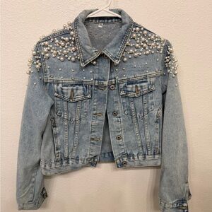 Pearl Embellished Denim Jacket
